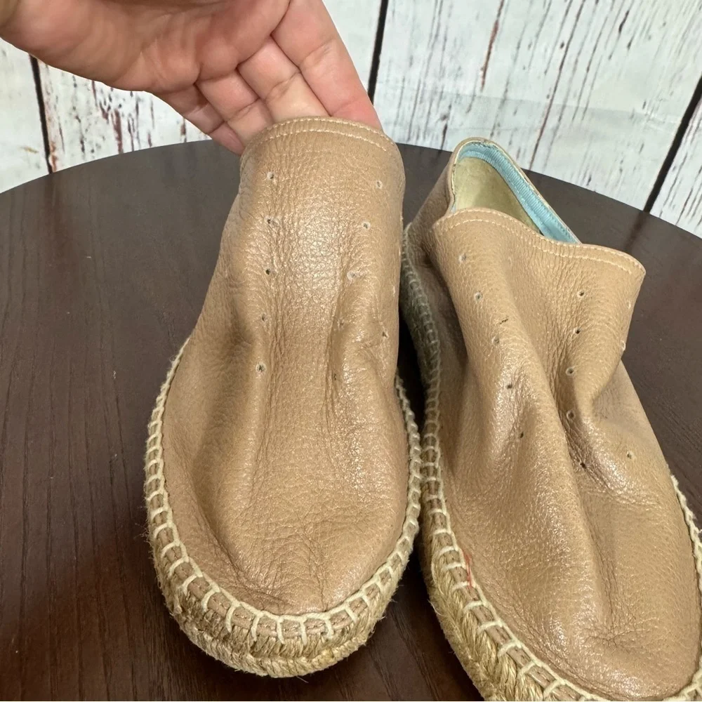 Rag & Bone New York Tan Slouchy Leather & Espadrilles Loafer Flat women’s 7 EUC